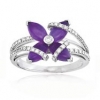 14K White Gold Diamond & Amethyst Floral Design Wrapped Ring at Jewelry Adviser
